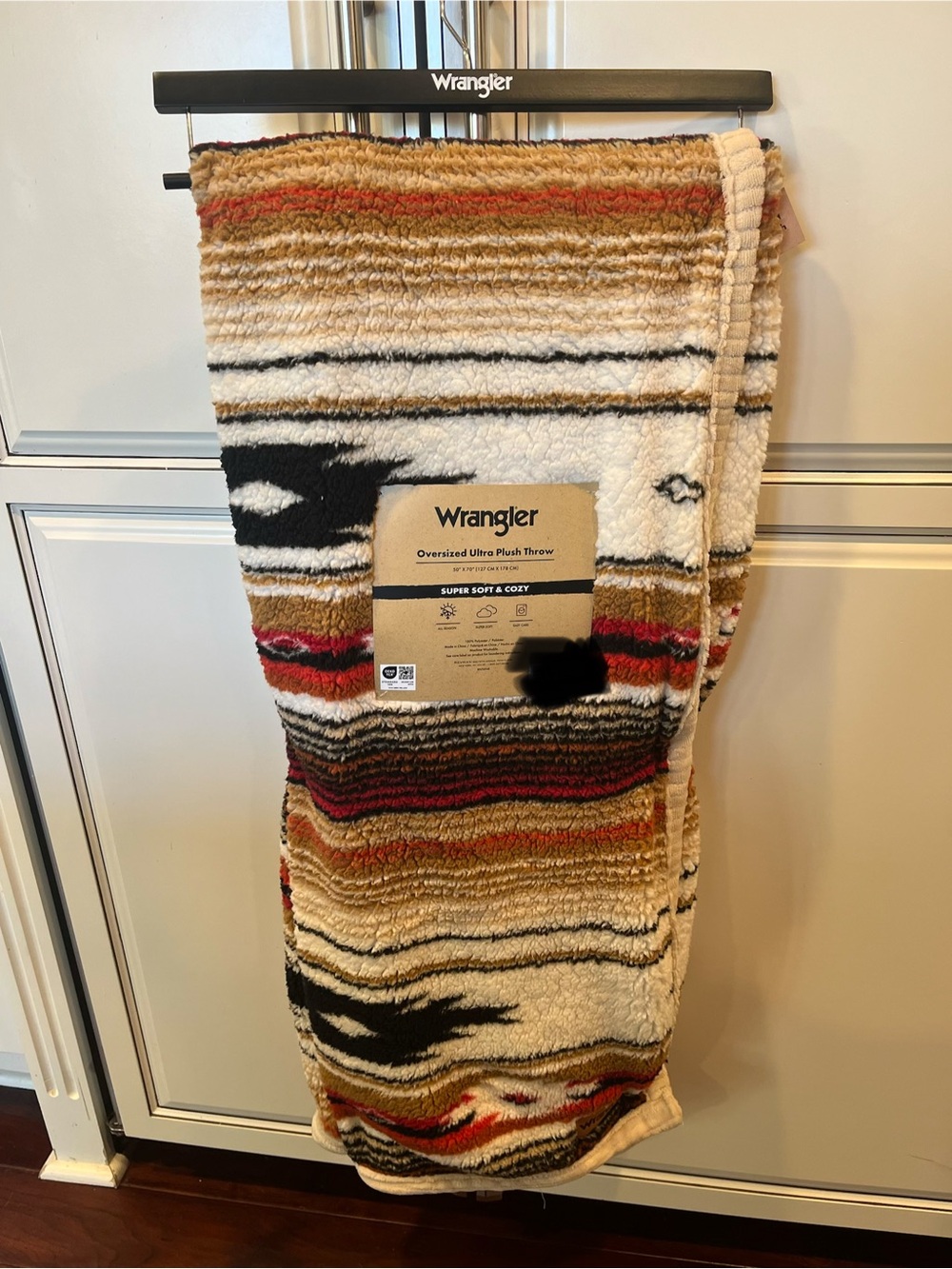 Wrangler Sherpa Multi-Striped Plush Throw Blanket